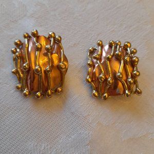 Allen Jacobsen Hand Hammered Signed 1998 Brutalist Modernist Earrings